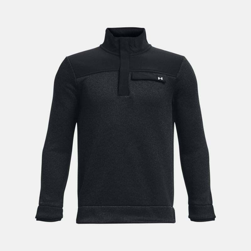 Sweat ½ Zip Under Armour SweaterFleece pour garçon Noir / Halo Gris YSM (127 - 137 cm)
